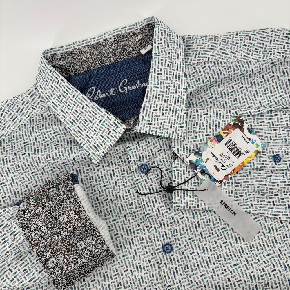 Robert Graham Lenox Mens 3XL Classic Fit Multi Geometric Stretch Shirt NWT